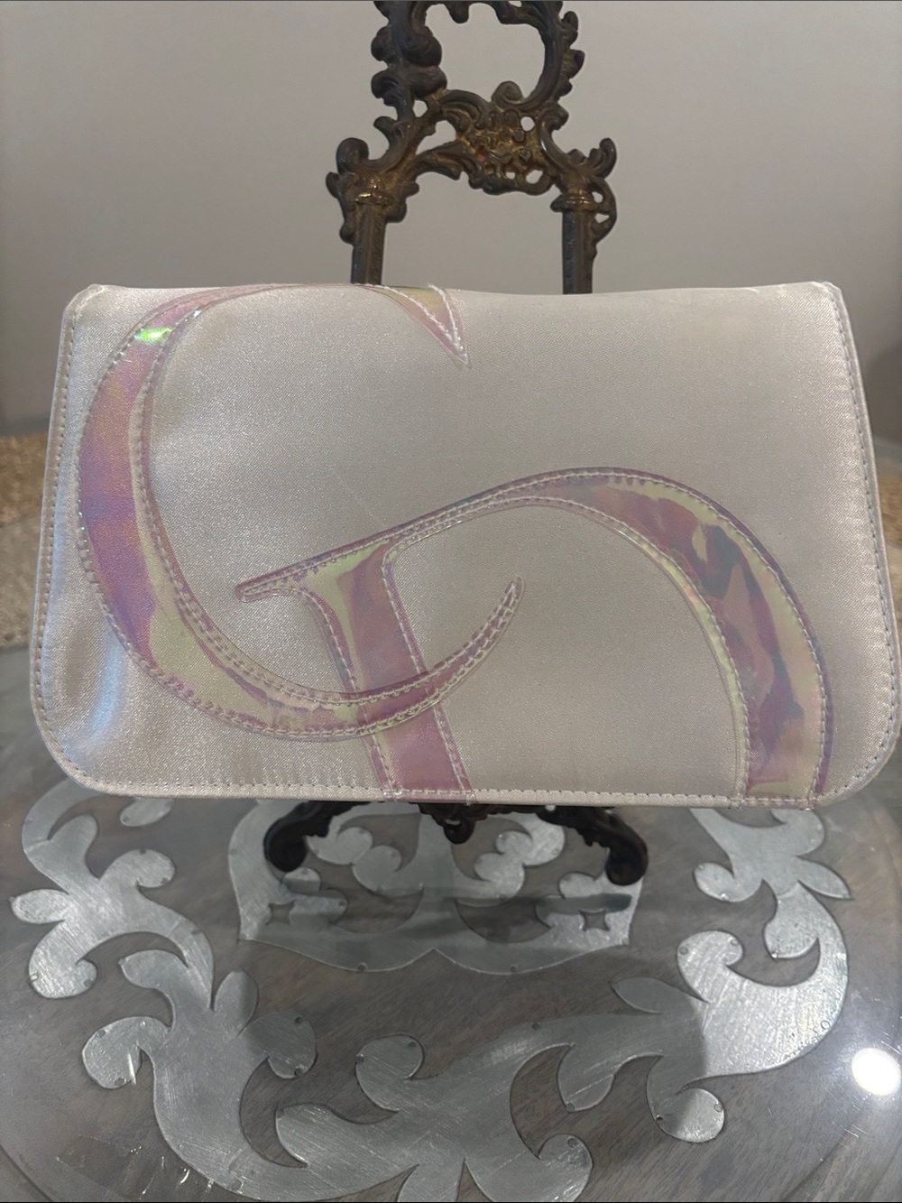 Christian Dior Perfumes- beige satin with pint CD